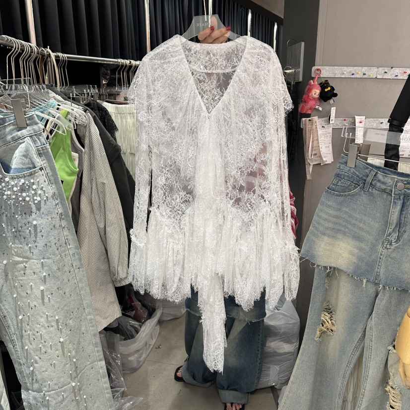 MOMAZU東大門代購女士新款真品休閑職業時尚襯衫蕾絲衫蕾絲MOMAZU襯衫/蕾絲衫