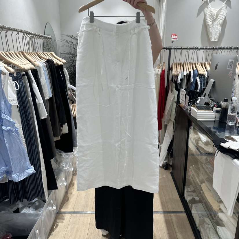 DDAY韓國東大門代購女裝新款推薦休閑熱賣長裙含腰繩亞麻布DDAY長裙