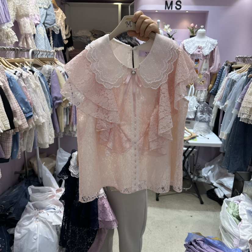 MS韓國直郵女士新品時尚推薦26夏季職業熱賣26春夏襯衫蕾絲衫MS襯衫/蕾絲衫