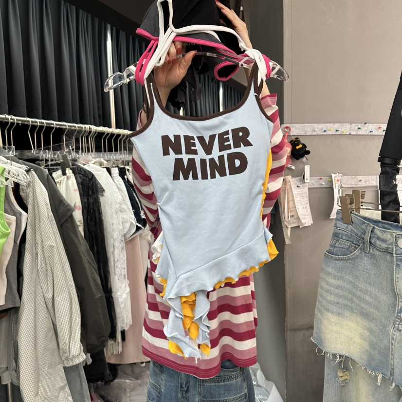 MOMAZU韓國直郵女士新品26夏季休閑人氣吊帶背心荷葉邊撞色MOMAZU吊帶/背心