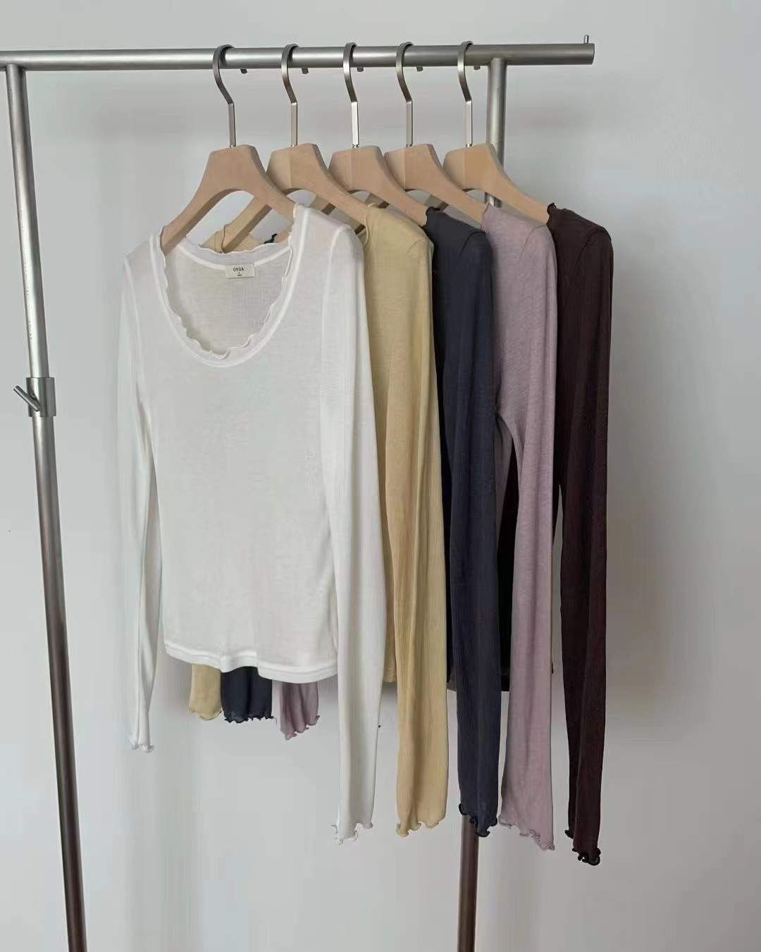 ONDA東大門代購女裝新款真品時尚職業休閑推薦長袖T恤荷葉邊ONDA長袖T恤