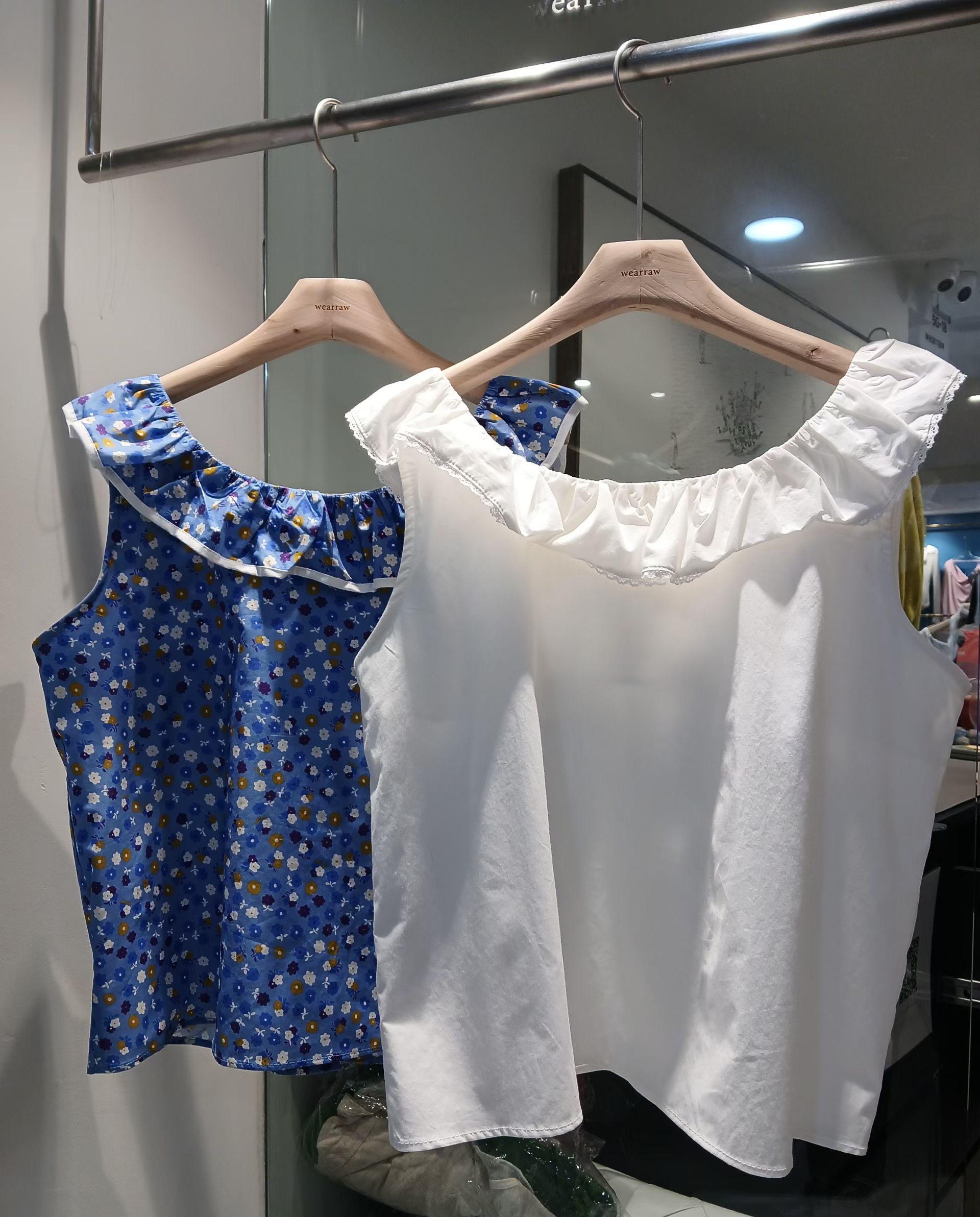 WEARRAW/WELL ROW韓國直郵女裝新品熱賣吊帶背心荷葉邊紐扣WEARRAW/WELL ROW吊帶/背心