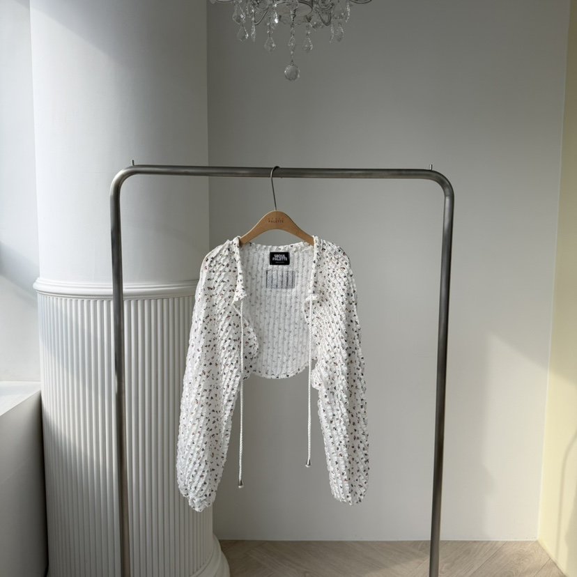 PALETTE-Q韓國東大門直郵女裝新品人氣襯衫蕾絲衫花朵短款開衫PALETTE-Q襯衫/蕾絲衫