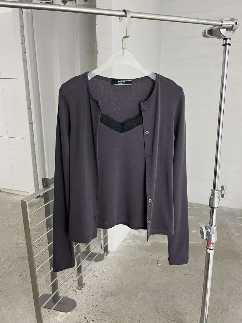 J CRANE-A韓國直郵實拍女裝新品熱賣人氣長袖T恤系帶開衫J CRANE長袖T恤