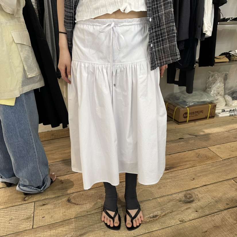 CREAM VILLA東大門實拍韓國女裝新款休閑長裙百褶褶裙CREAMVILLA長裙