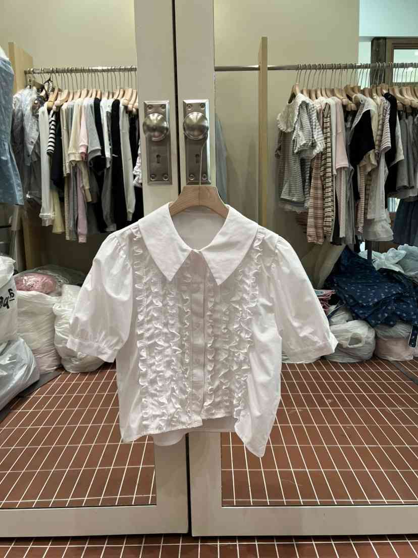 BE&amp;BE韓國東大門代購女裝新品時尚襯衫蕾絲衫荷葉邊BE&be襯衫/蕾絲衫