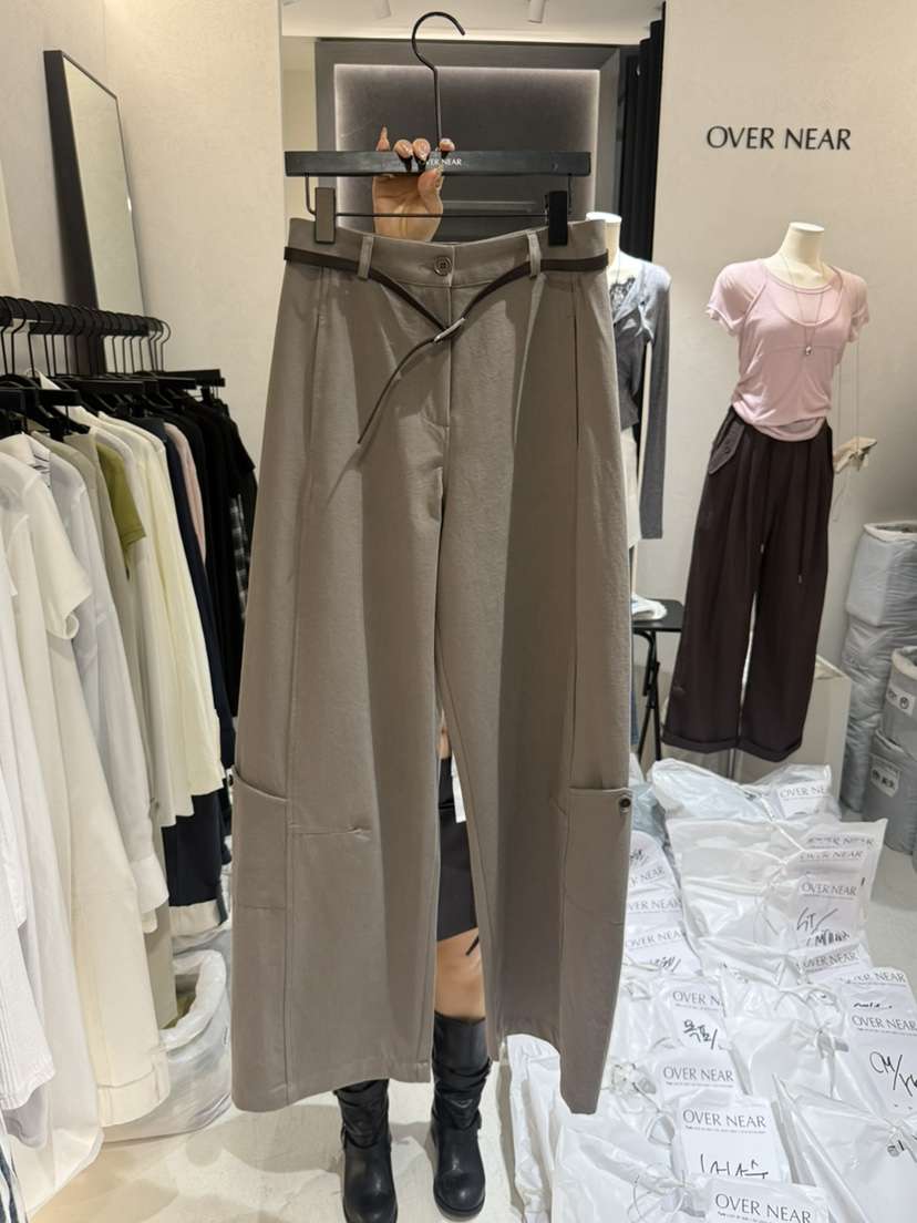 OVER NEAR韓國東大門代購女士新款時尚休閑褲不含腰帶口袋OVER NEAR休閑褲