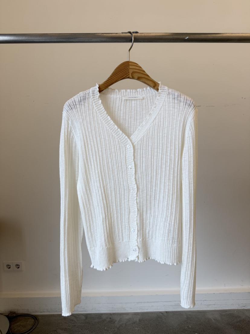 LAUNDRY韓國東大門代購女士新品休閑針織衫荷葉邊開衫羅紋LAUNDRY針織衫