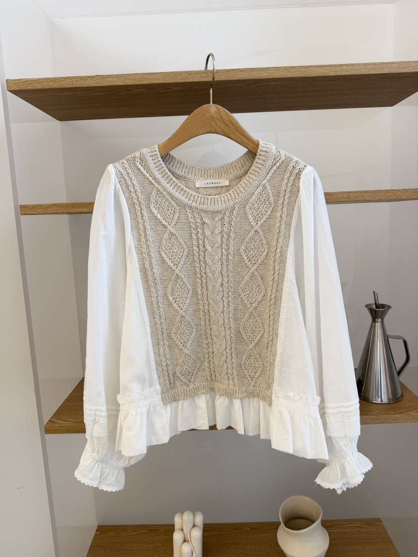 LAUNDRY韓國東大門直郵女裝新款26春夏26夏季針織衫荷葉邊LAUNDRY針織衫