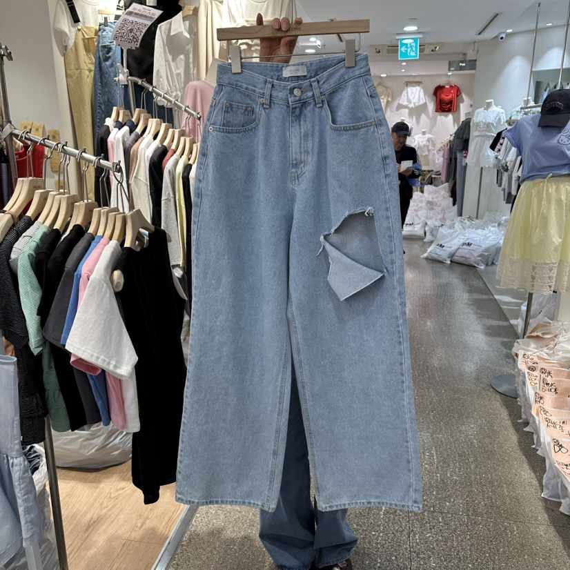 DELLING韓國直郵女士新款26春夏推薦人氣熱賣時尚牛仔褲破洞DELLING牛仔褲