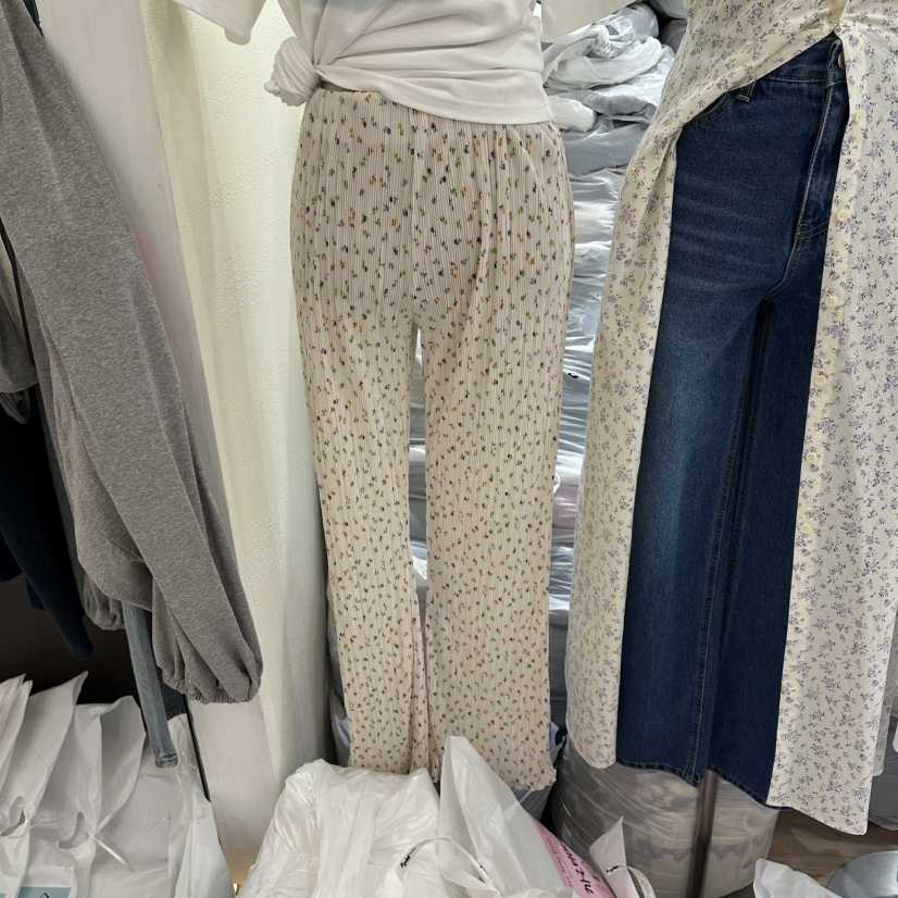 HANSUNGHYUN東大門實拍韓國女士新款時尚休閑休閑褲花朵褶皺HANSUNGHYUN休閑褲