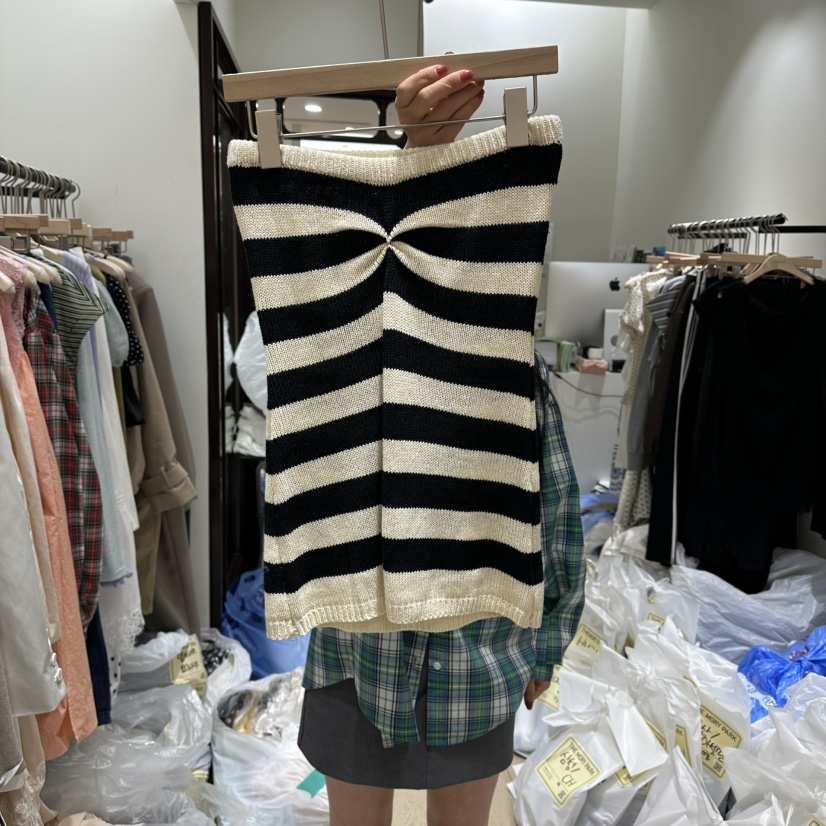 THEMORYPARK韓國東大門代購女裝新品時尚休閑吊帶背心條紋THE MORY PARK吊帶/背心