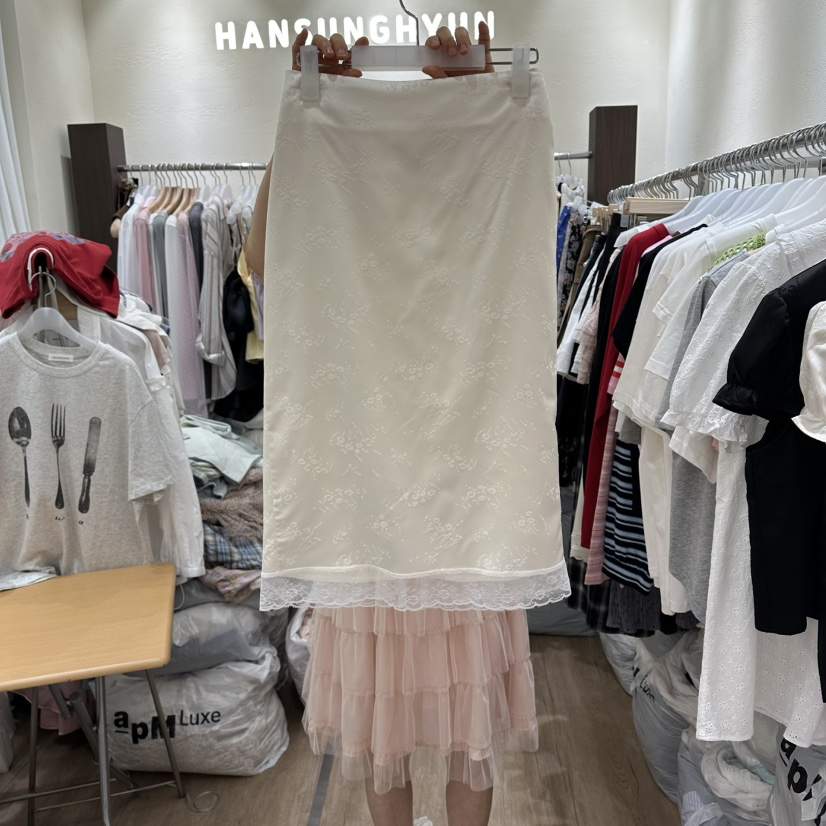 HANSUNGHYUN韓國直郵女士新品職業推薦休閑長裙中長款緞面HANSUNGHYUN長裙