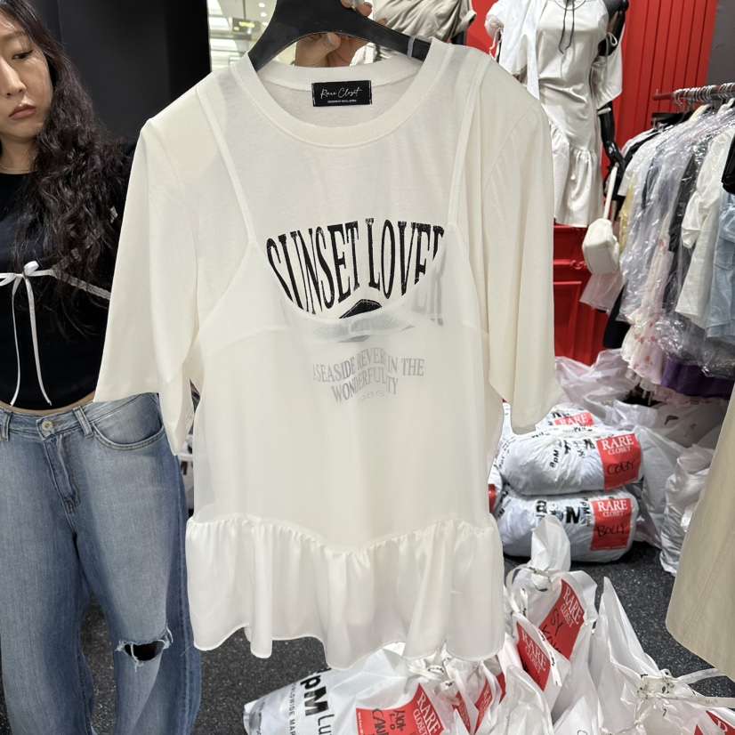 RARE CLOSET韓國直郵女裝新款休閑時尚熱賣真品T恤假兩件RARE CLOSETT恤