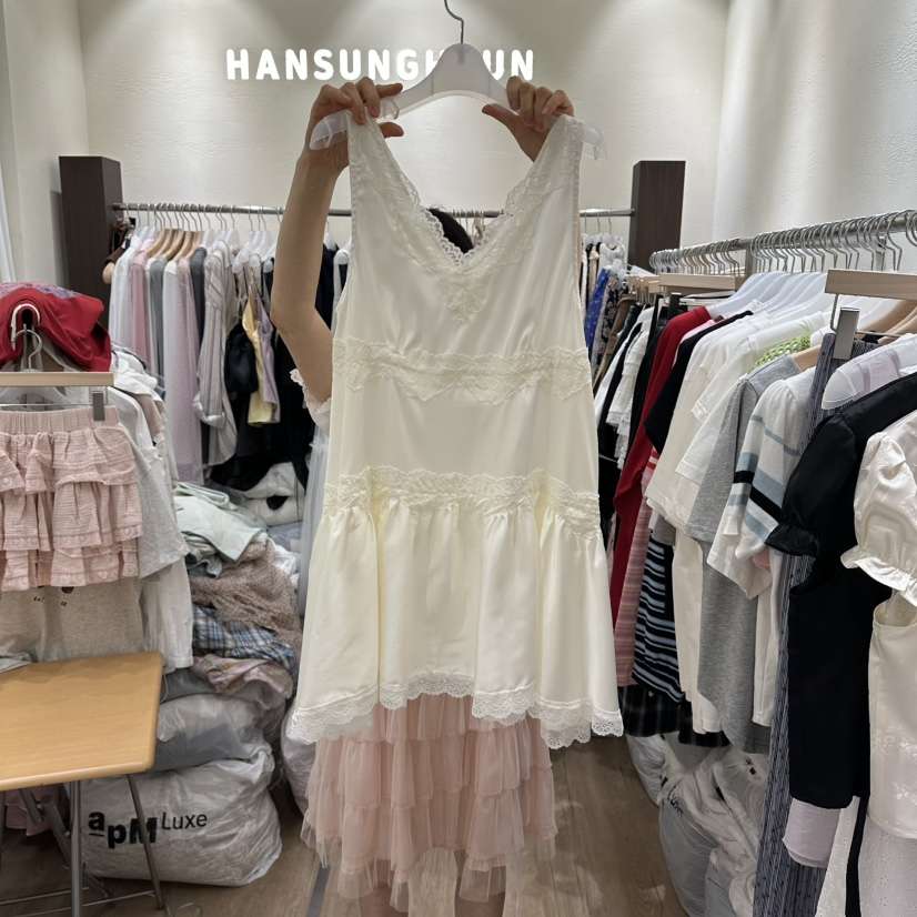 HANSUNGHYUN韓國直郵女裝新款熱賣休閑推薦連衣裙蕾絲緞面HANSUNGHYUN連衣裙