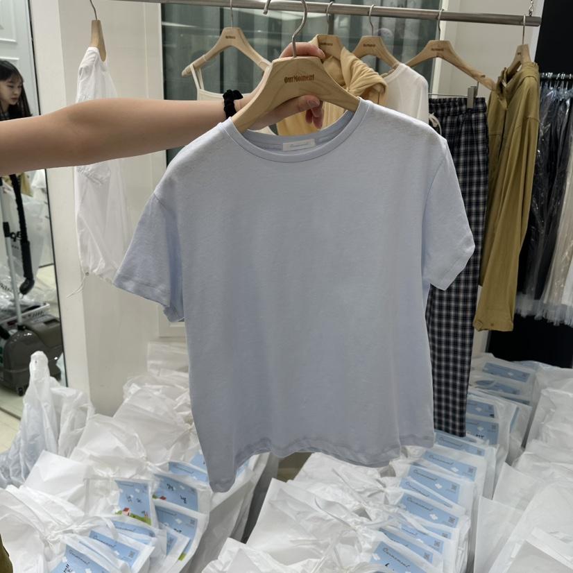 OURMOMENT東大門實拍女士新款職業時尚26春夏休閑T恤亞麻OURMOMENTT恤