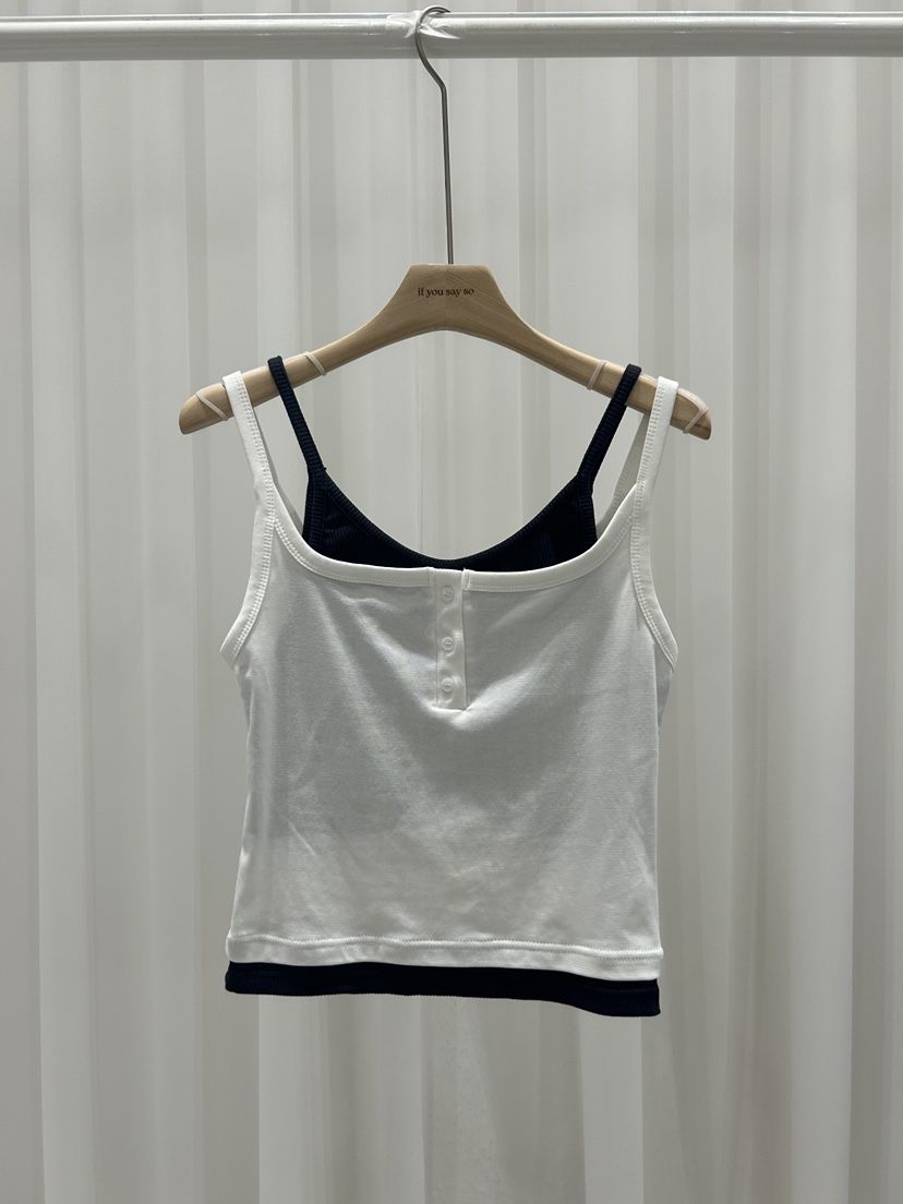 IF YOU SAY SO/PLUM-Q韓國代購女裝新品26春夏吊帶背心假兩件IF YOU SAY SO/PLUM-Q吊帶/背心