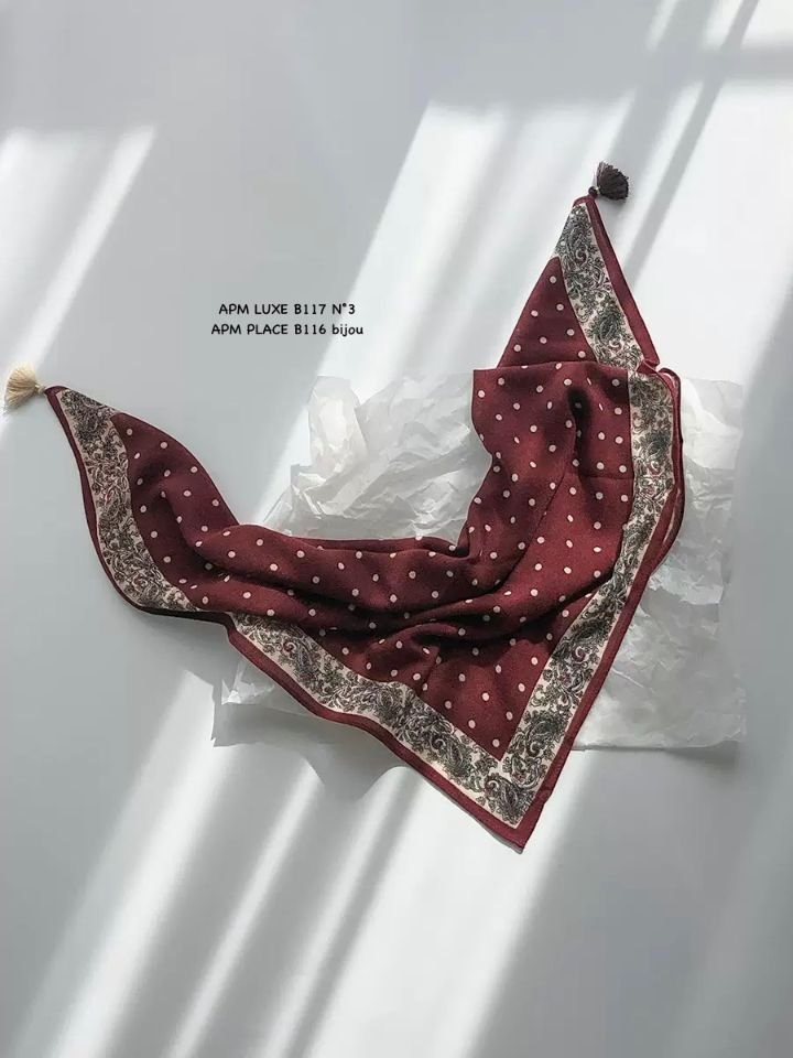 N3韓國直郵實拍女裝新品職業26春夏圍巾披肩流蘇復古圓點N3圍巾/披肩