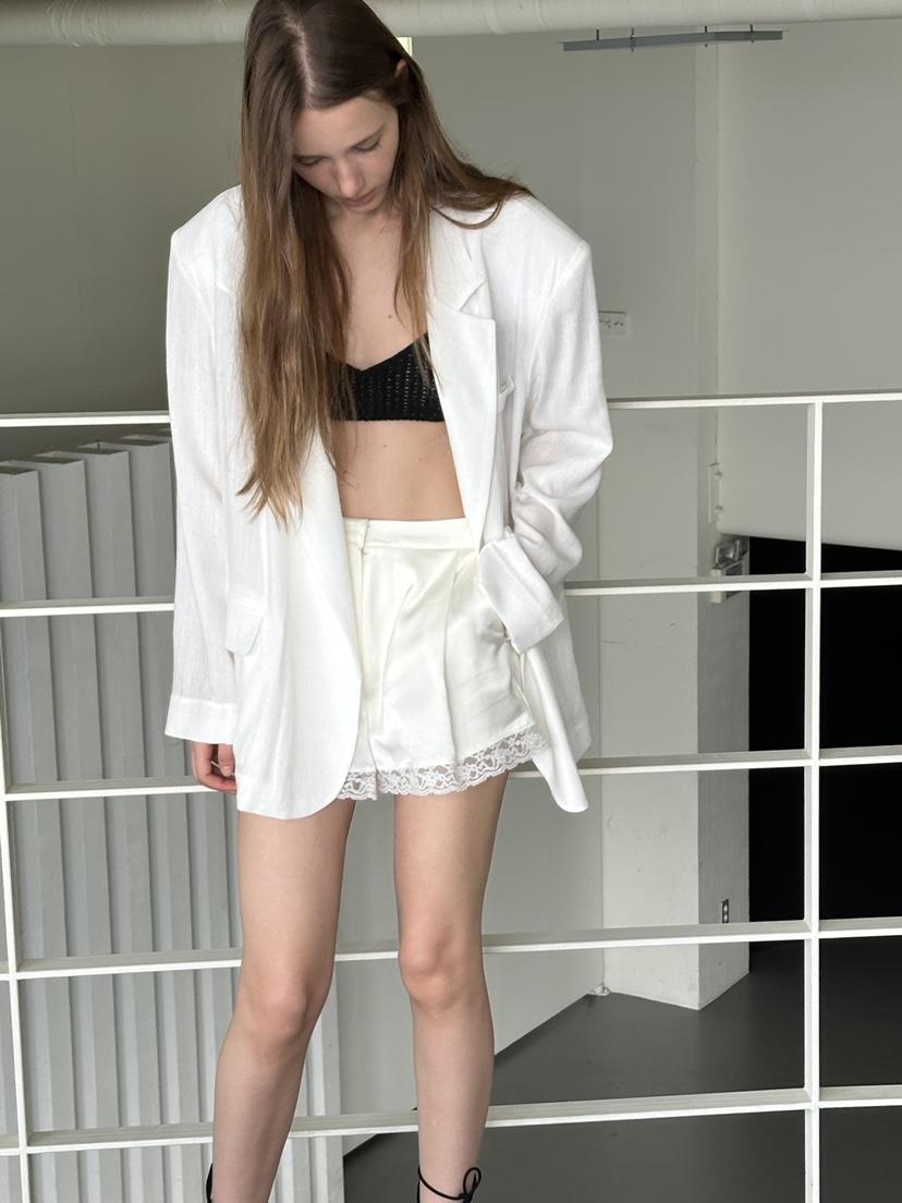 BOWIE韓國直郵女裝新款熱賣時尚職業26春夏26夏季短褲蕾絲緞面BOWIE短褲