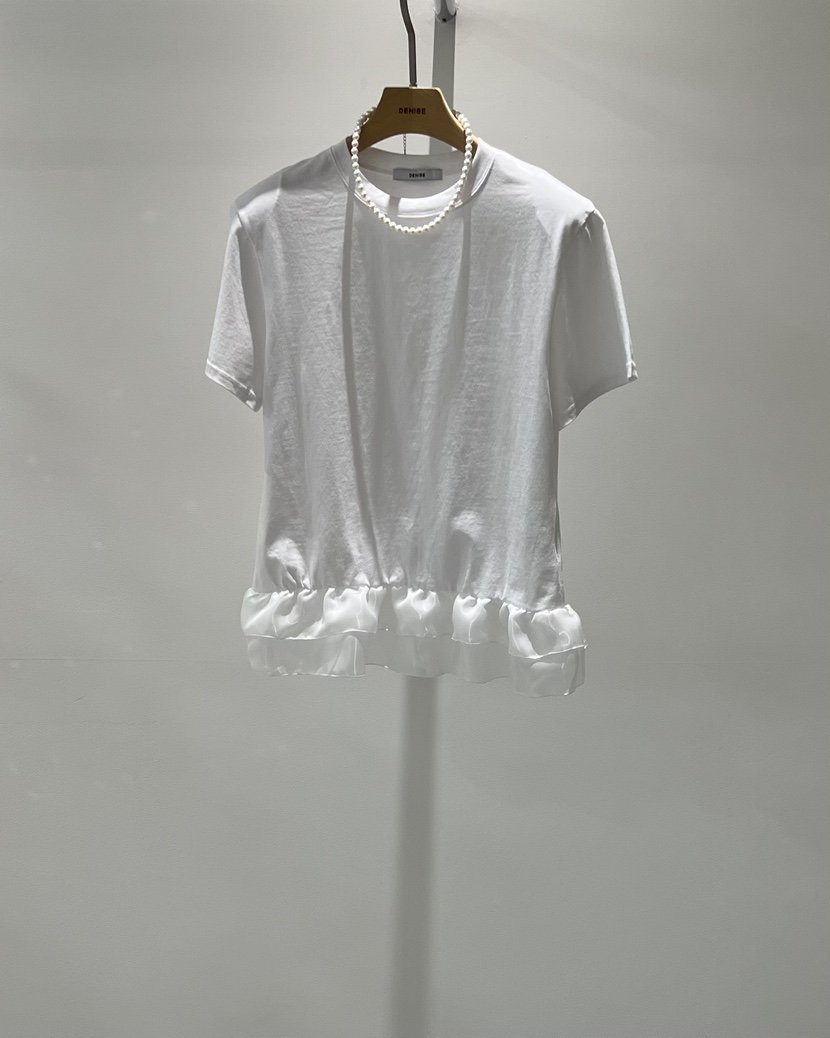 DENISE東大門實拍韓國女裝新品26春夏人氣職業時尚T恤荷葉邊DENISET恤