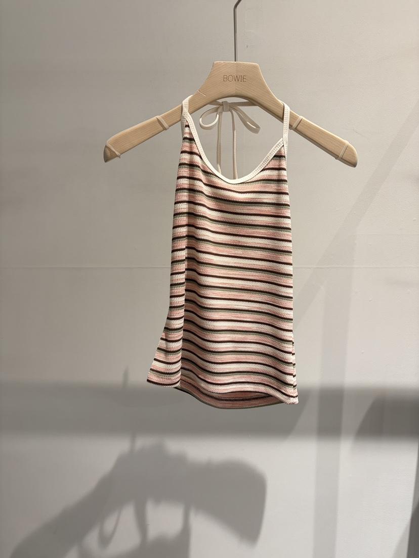 BOWIE韓國東大門代購女裝新款休閑時尚26夏季吊帶背心條紋BOWIE吊帶/背心