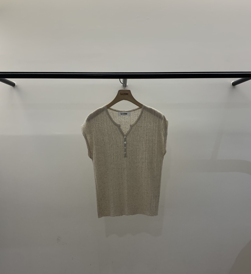 LA CREME韓國代購女士新款26夏季職業熱賣針織衫亞麻羅紋LA CREME針織衫