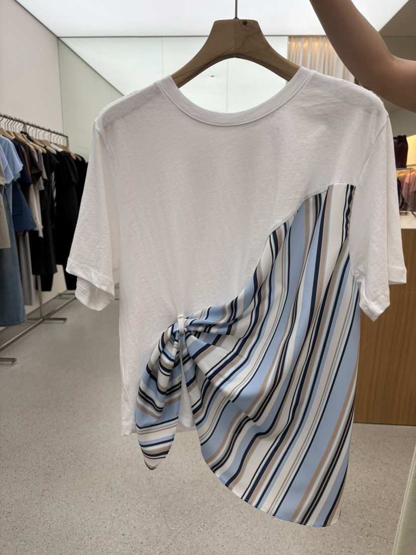 JUJU韓國直郵實拍女裝新品推薦26春夏休閑時尚職業T恤撞色JUJUT恤