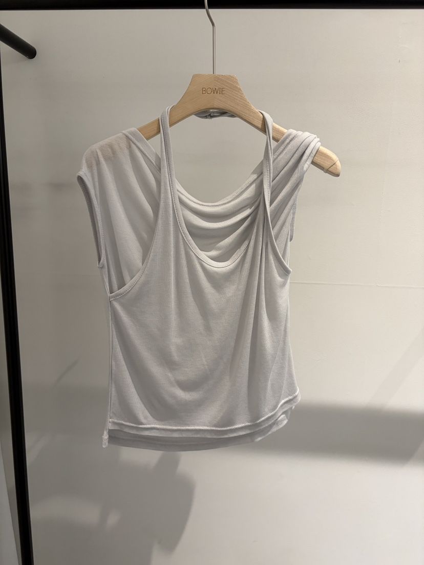 BOWIE韓國直郵女裝新品26夏季時尚休閑職業T恤不對稱露肩BOWIET恤