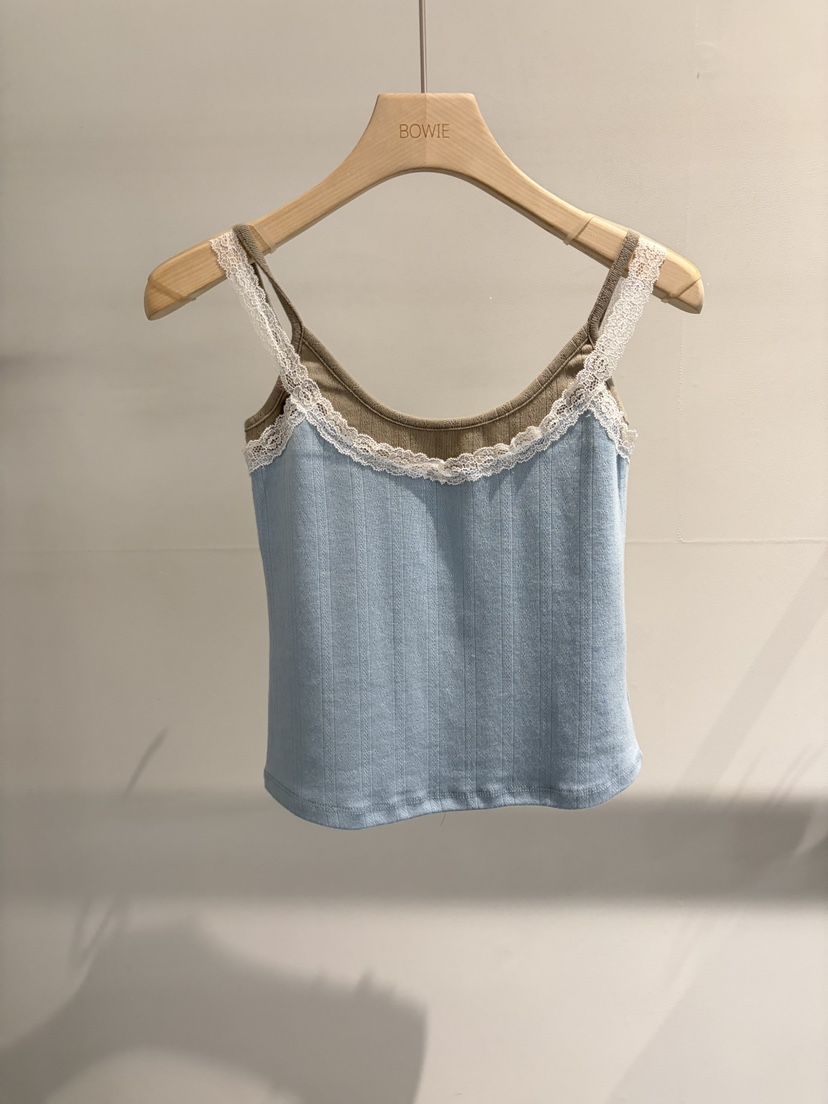 BOWIE東大門實拍韓國女士新品推薦休閑時尚吊帶背心蕾絲鏤空BOWIE吊帶/背心