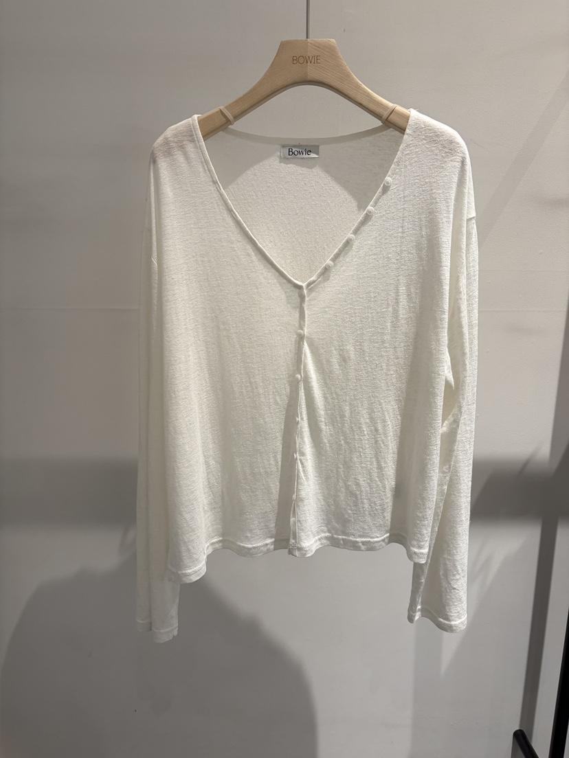 BOWIE東大門實拍韓國女士新品人氣熱賣26夏季長袖T恤開襟衫BOWIE長袖T恤