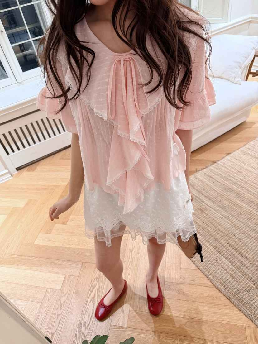 BOUTIQUE-L韓國東大門直郵女裝新品熱賣襯衫蕾絲衫不含腰帶BOUTIQUE-L襯衫/蕾絲衫