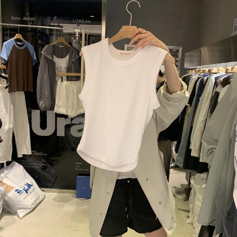 BANY ANCO東大門實拍女士新品時尚熱賣吊帶背心撞色圓領BANY ANCO吊帶/背心