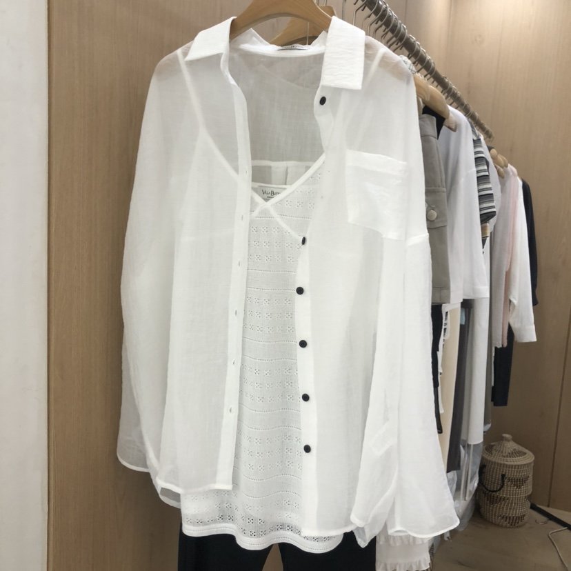 VILLABUTTON東大門代購女士新品休閑熱賣襯衫蕾絲衫透視褶皺VILLABUTTON襯衫/蕾絲衫