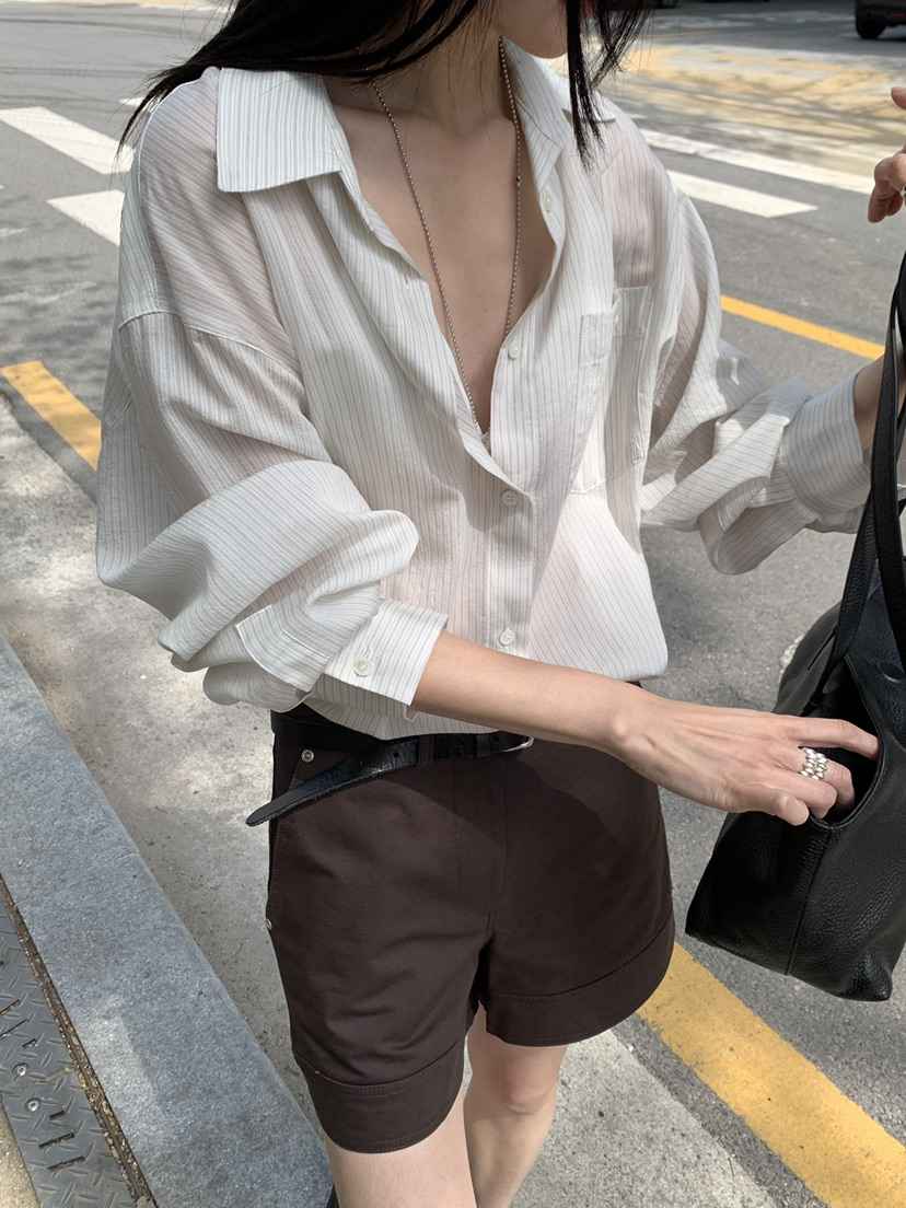 B_GARDER東大門代購女裝新款職業推薦休閑襯衫蕾絲衫條紋B.GARDER襯衫/蕾絲衫