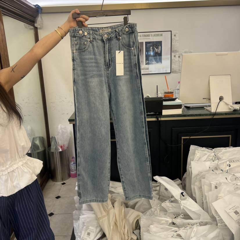 VIRKIN韓國直郵女士新品熱賣休閑職業推薦26春夏時尚牛仔褲VIRKIN牛仔褲