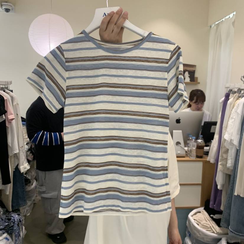 ARE韓國東大門直郵女士新款26春夏職業熱賣26夏季T恤條紋ARE YOU/ARET恤