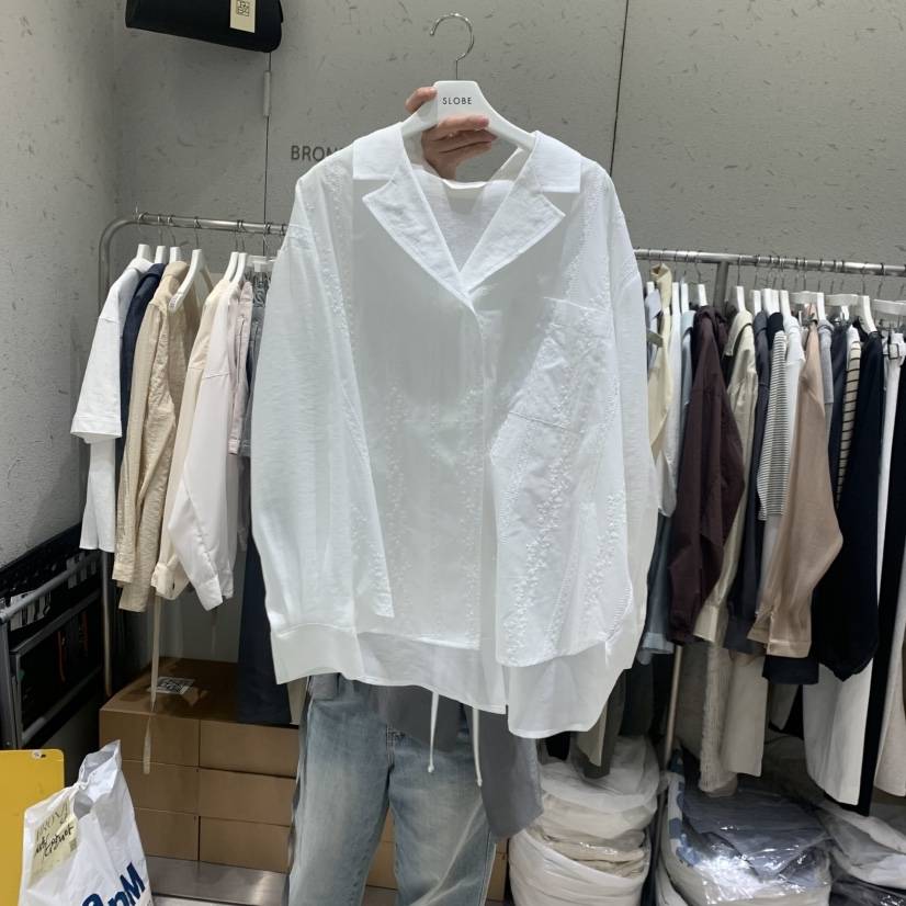 BRONZE韓國代購女士新品時尚26夏季休閑推薦襯衫蕾絲衫刺繡BRONZE襯衫/蕾絲衫