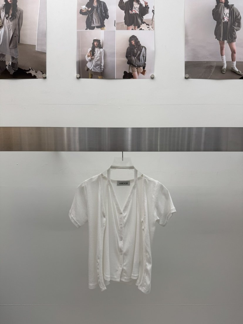 AMOOD韓國直郵實拍女士新款時尚推薦休閑職業熱賣T恤開衫AMOODT恤