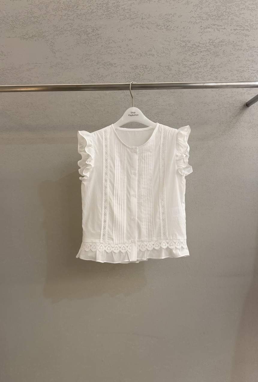 PLAYBUTTON-P韓國東大門代購女裝新品職業26夏季襯衫蕾絲衫PLAYBUTTON襯衫/蕾絲衫