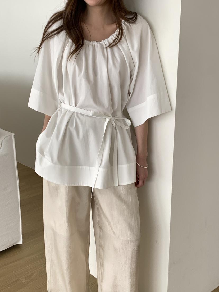 ATHEA東大門實拍韓國女裝新款26春夏休閑襯衫蕾絲衫含腰繩ATHEA襯衫/蕾絲衫