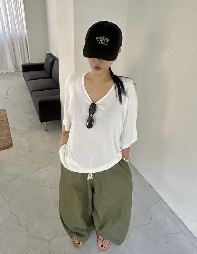 BYRING韓國直郵女士新品熱賣26夏季休閑人氣時尚職業T恤U領BYRINGT恤