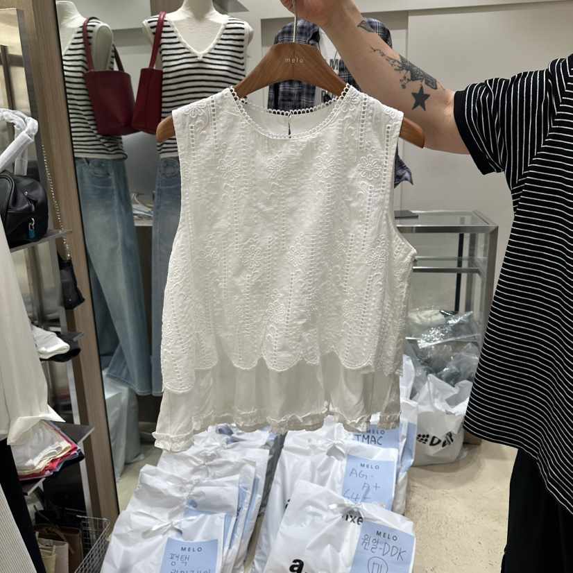 MELO韓國直郵實拍女士新品26春夏職業時尚襯衫蕾絲衫蕾絲MELO襯衫/蕾絲衫
