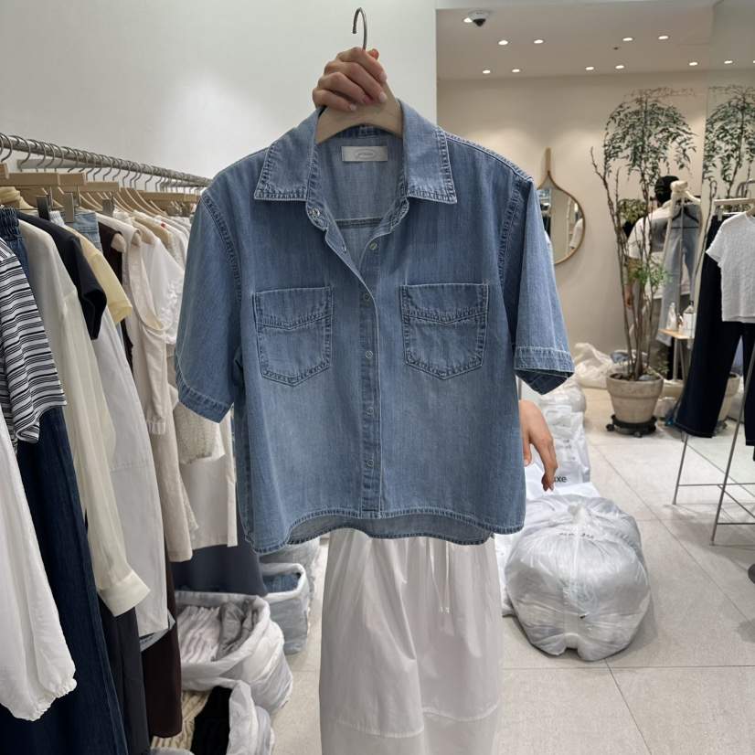 GRACIA韓國東大門直郵女士新款26春夏休閑襯衫蕾絲衫口袋GRACIA襯衫/蕾絲衫