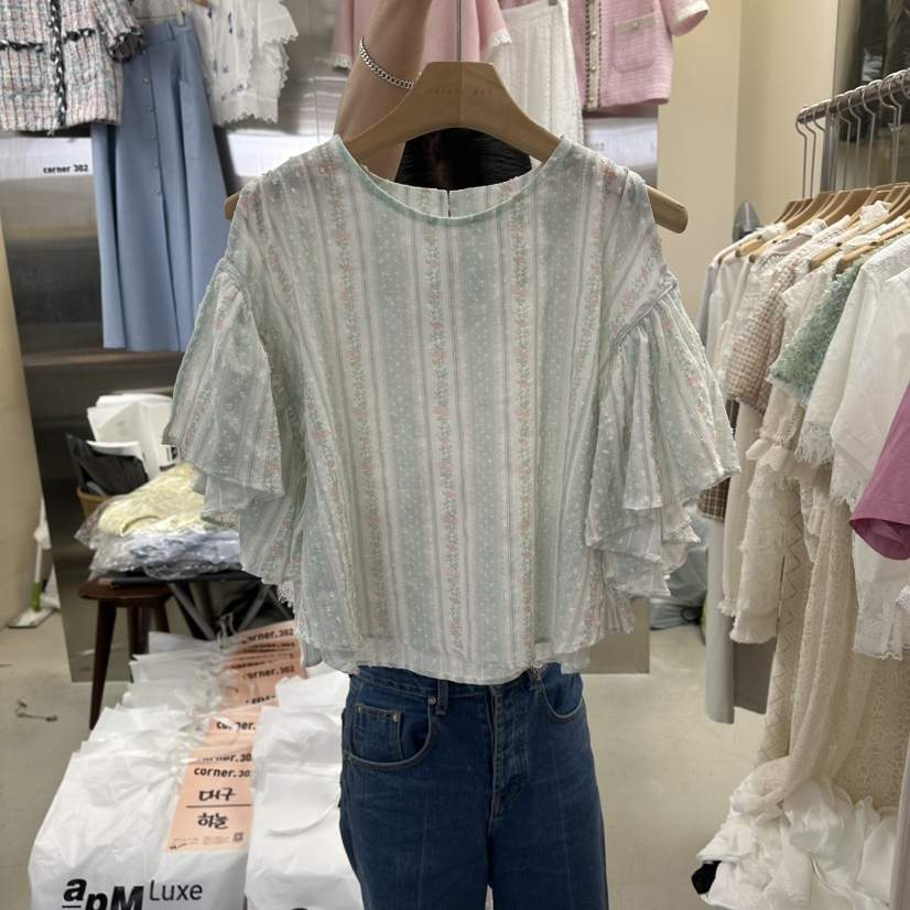 CORNER韓國直郵女士新款26春夏職業推薦26夏季襯衫蕾絲衫CORNER.302襯衫/蕾絲衫