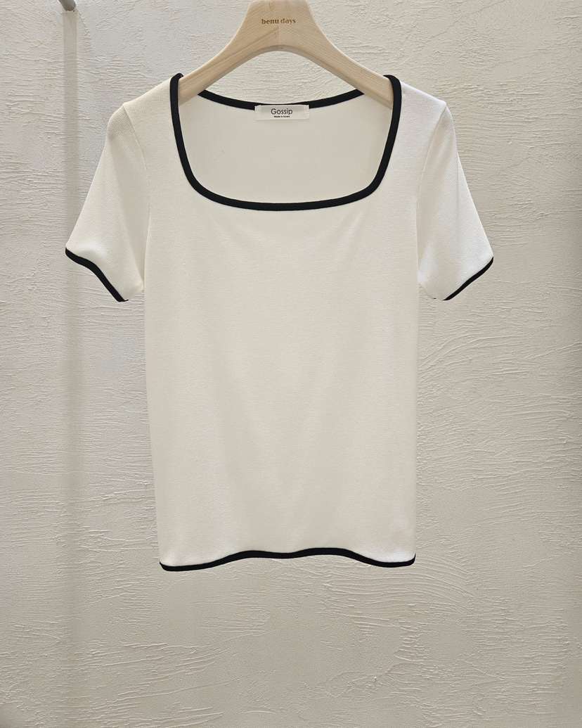 GOSSIP韓國直郵女裝新款時尚26夏季職業推薦T恤人造絲羅紋GOSSIPT恤