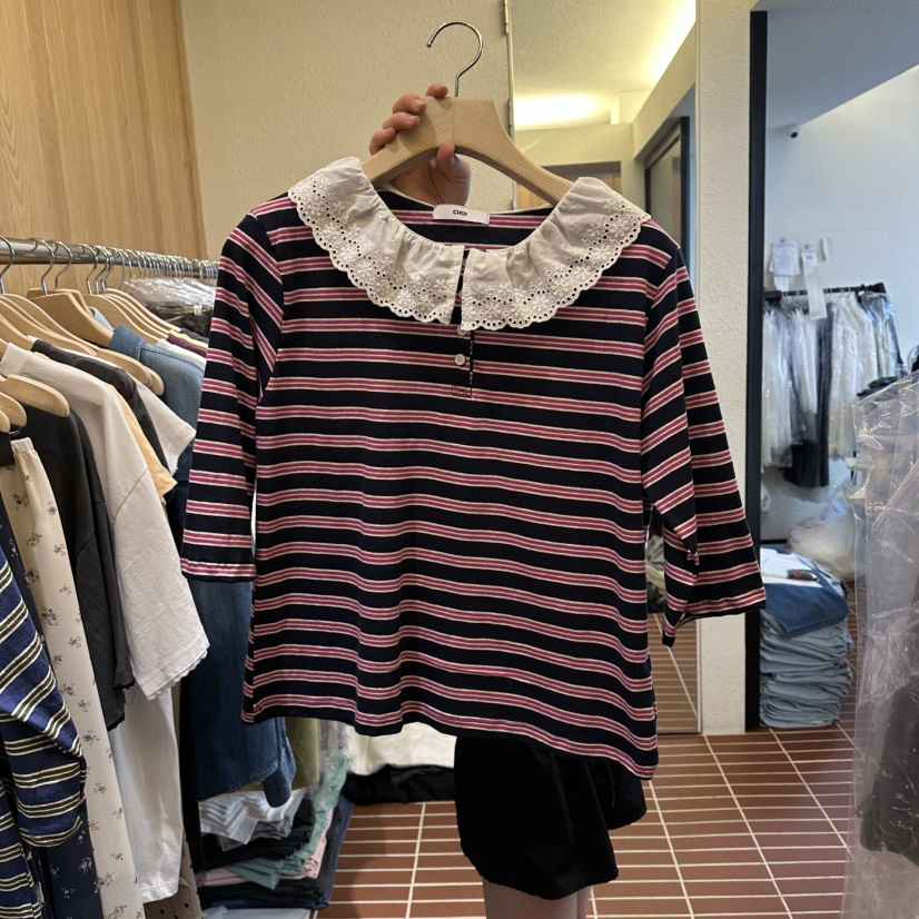 CHOI-L韓國東大門代購女士新款26夏季推薦職業人氣T恤蕾絲CHOIT恤