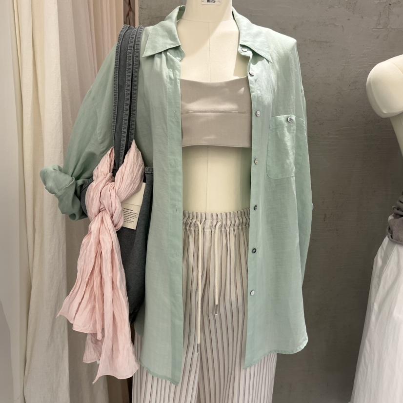 MAG韓國東大門直郵女裝新款推薦人氣襯衫蕾絲衫不含內搭亞麻MAG襯衫/蕾絲衫