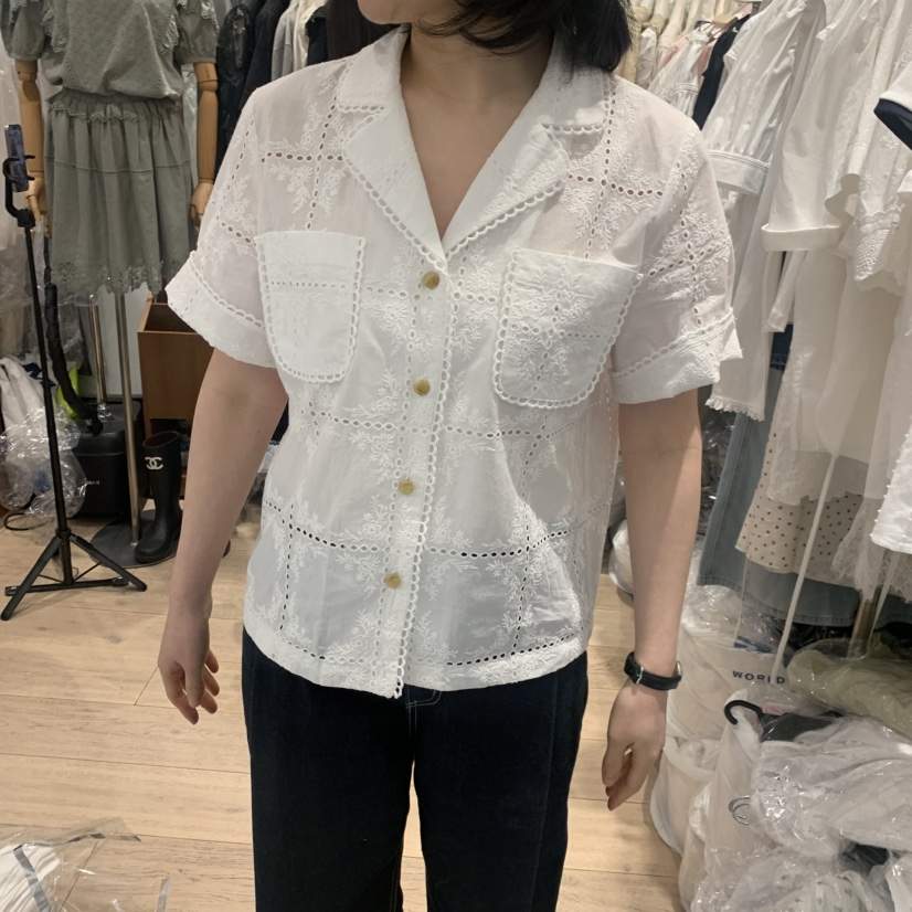 OGI韓國代購女士新品職業熱賣人氣26春夏時尚休閑襯衫蕾絲衫FLat OGI襯衫/蕾絲衫