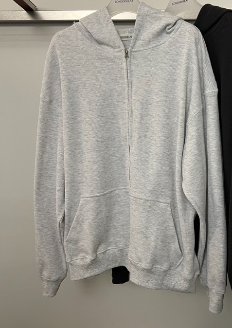 LONDON FLAT韓國直郵女士新品休閑夾克拉鏈連帽衫華夫格LONDON FLAT夾克