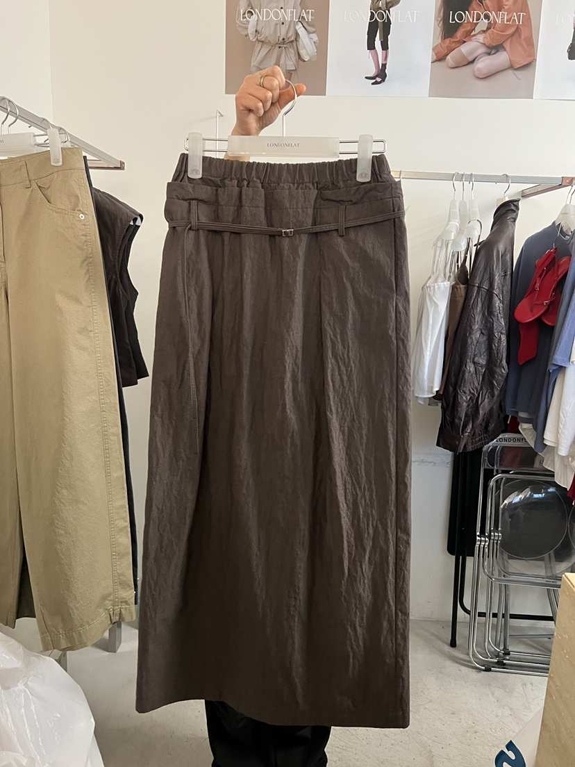 LONDON FLAT韓國東大門代購女士新款26夏季長裙水洗棉含腰繩LONDON FLAT長裙